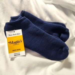 NWT MAGGIE'S ORGANIC'S Cotton Footie Socks in Navy Medium
